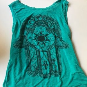 HAMSA blue muscle tee with open back